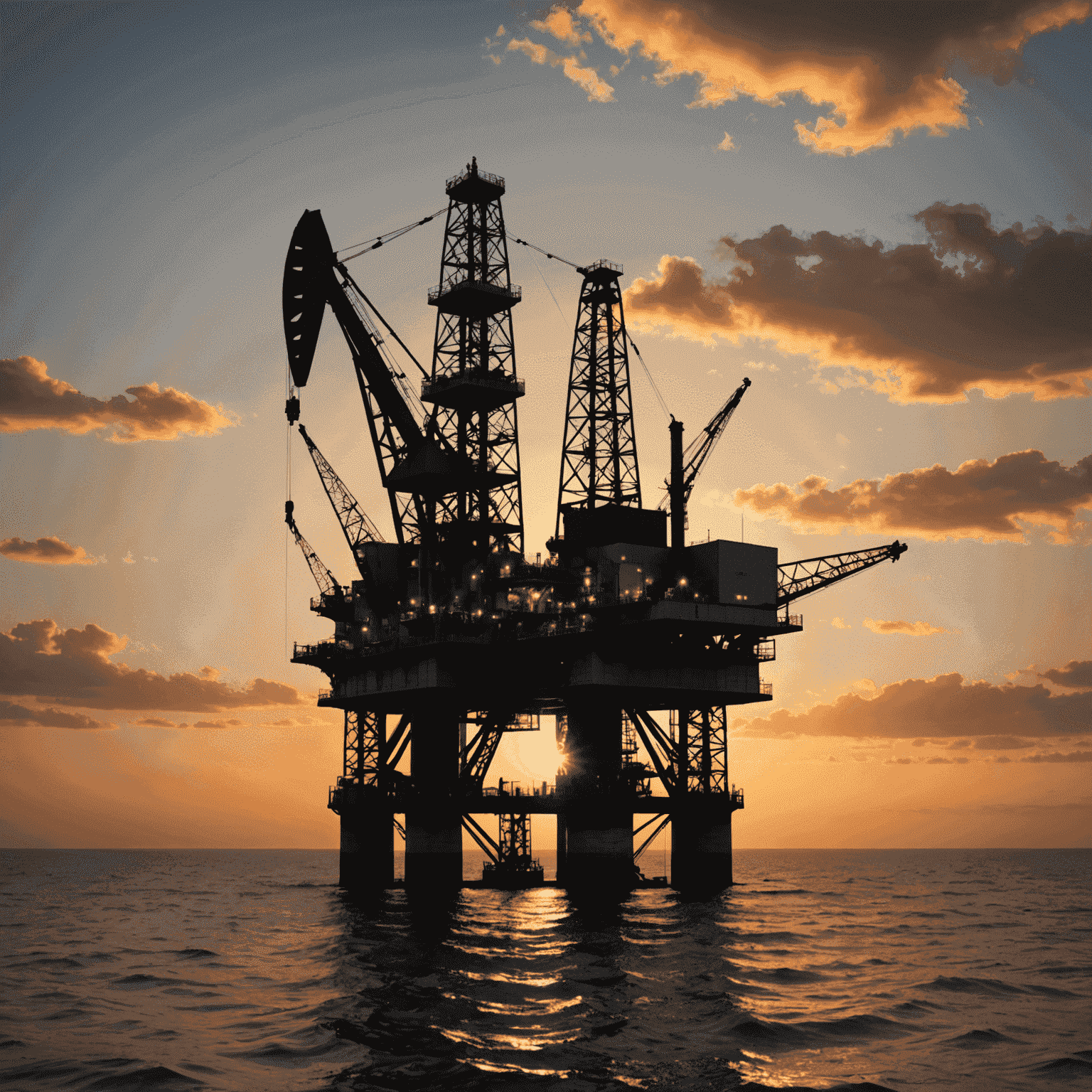 An image depicting an oil rig with a sunset background, symbolizing the introduction to the oil sector